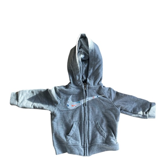 Nike baby gray full zip hooded polyester jacket unisex 3 months - Picture 1 of 6